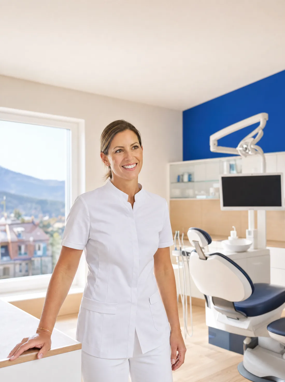 Dentiste dans son cabinet en Suisse romande
